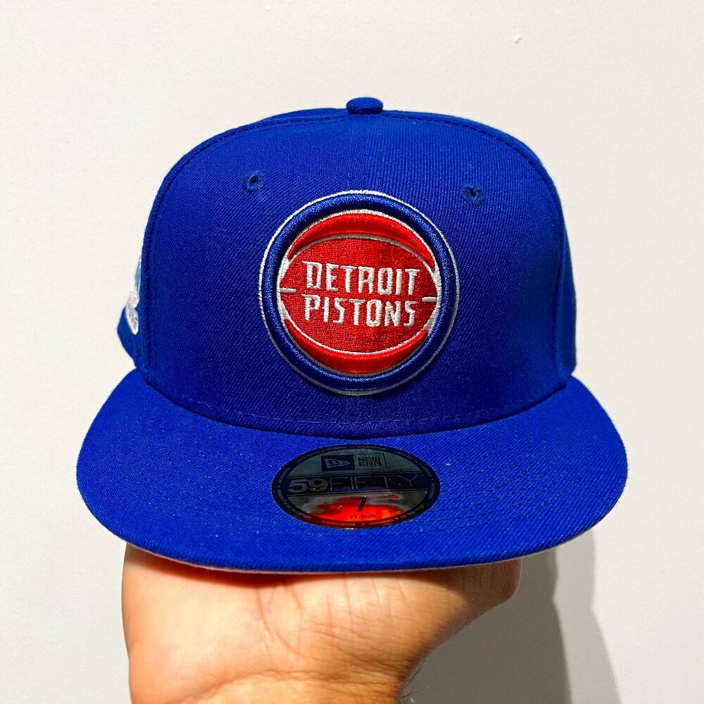 Detroit Pistons NBA Blue Royal 3 X NBA Finals Champions Patch Fitted Hat - New